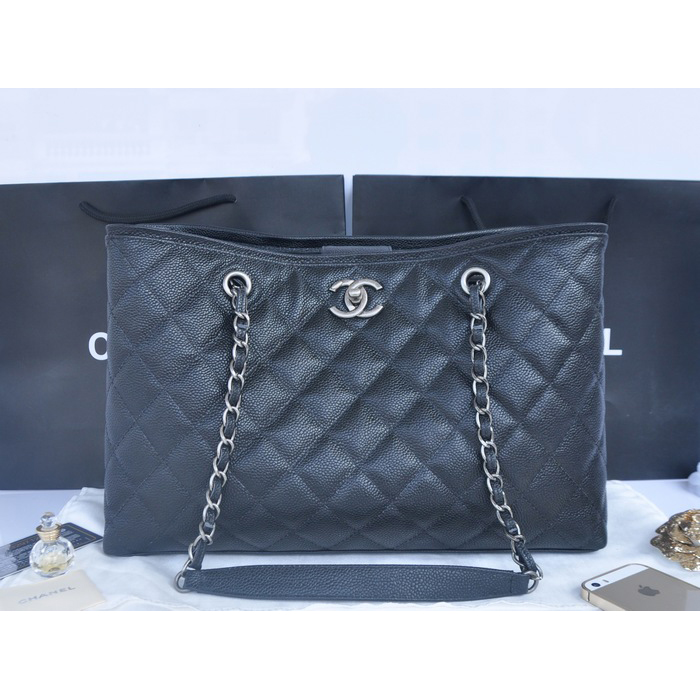 2014 Chanel Shopper Bag Original Caviar Leather A90454 Black