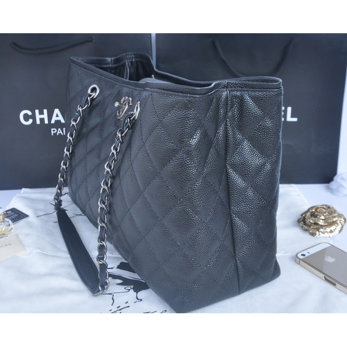 2014 Chanel Shopper Bag Original Caviar Leather A90454 Black