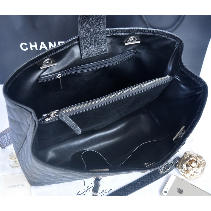 2014 Chanel Shopper Bag Original Caviar Leather A90454 Black