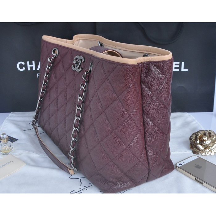 2014 Chanel Shopper Bag Original Caviar Leather A90454 Burgundy