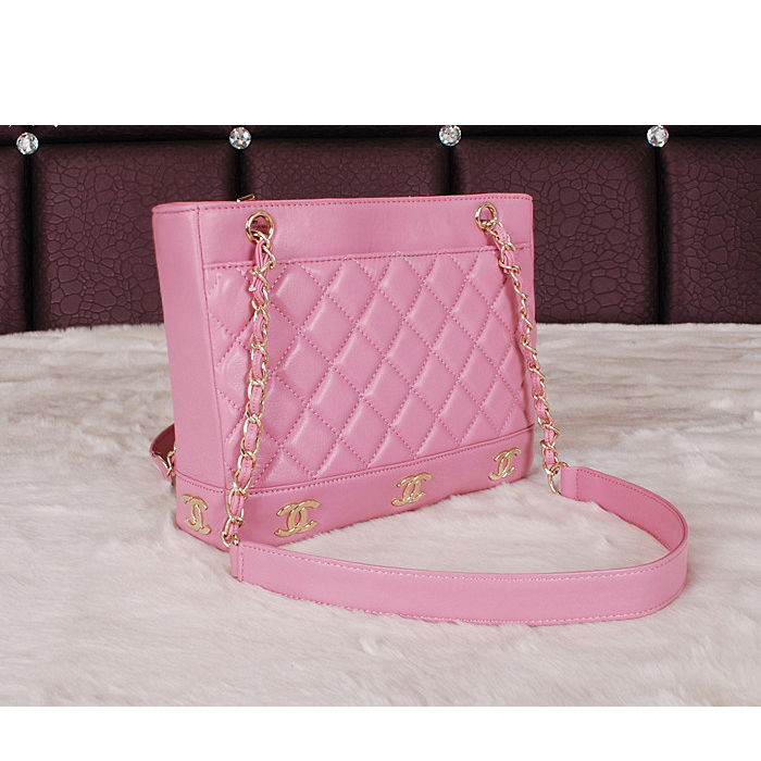 2014 Chanel Shopper Bag Sheepskin Leather A68071 Pink