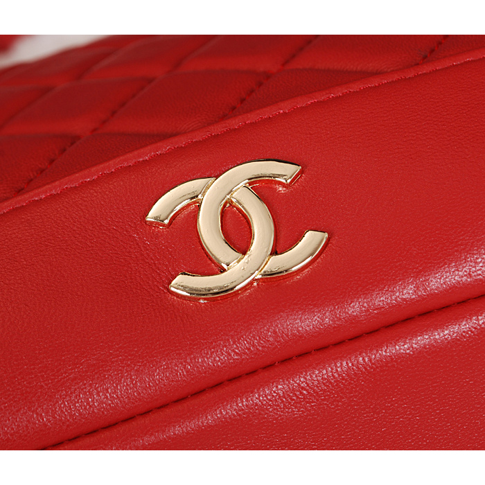 2014 Chanel Shopper Bag Sheepskin Leather A68071 Red