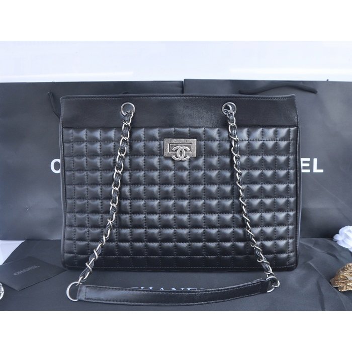 2014 Chanel Shopper Bag Sheepskin Leather A90192 Black