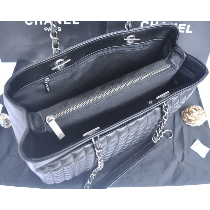 2014 Chanel Shopper Bag Sheepskin Leather A90192 Black