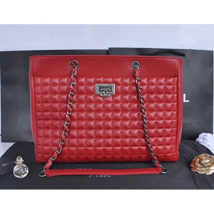 2014 Chanel Shopper Bag Sheepskin Leather A90192 Red