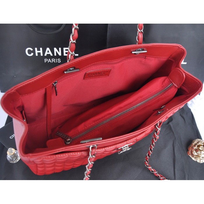 2014 Chanel Shopper Bag Sheepskin Leather A90192 Red