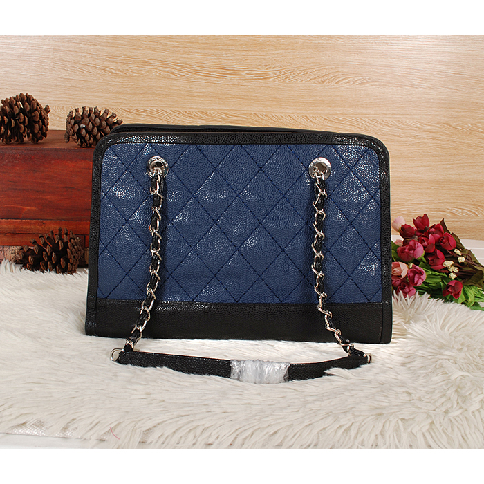 2014 Chanel Shopping Bag in Caviar leather A6869 Blue&Black