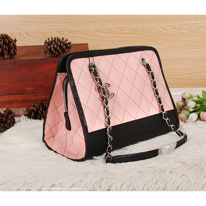 2014 Chanel Shopping Bag in Caviar leather A6869 Pink&Black