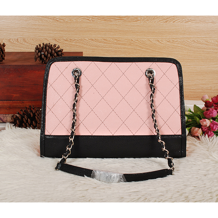 2014 Chanel Shopping Bag in Caviar leather A6869 Pink&Black