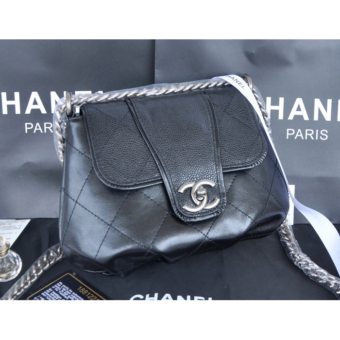 2014 Chanel Shoulder Bag Calfskin Leather A94741 Black