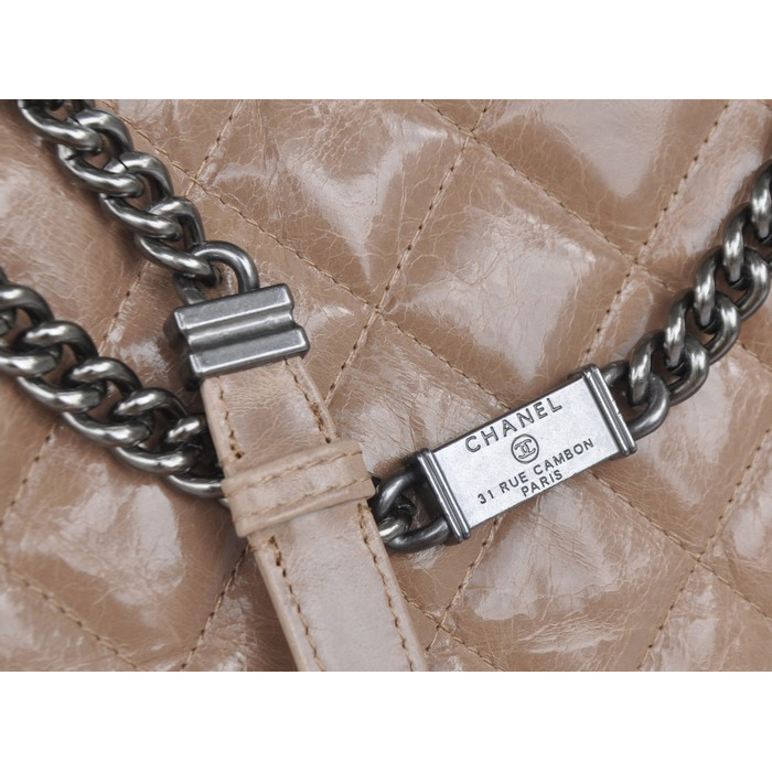 2014 Chanel Shoulder Bag Iridescent Leather A92525 Apricot