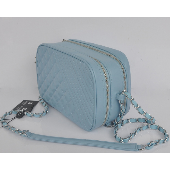 2014 Chanel Shoulder Bag Sheepskin Leather A5811 Light Blue