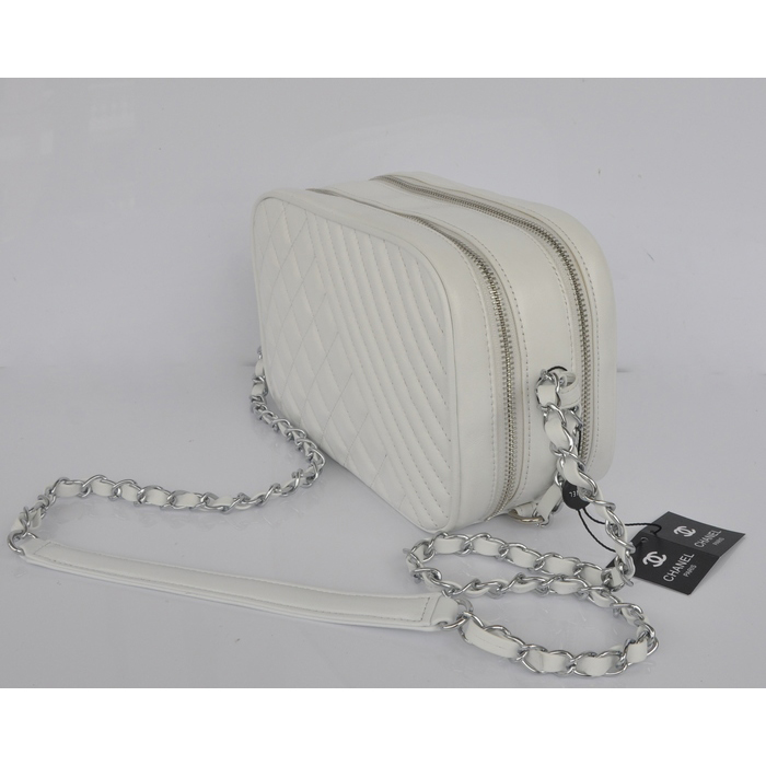 2014 Chanel Shoulder Bag Sheepskin Leather A5811 White