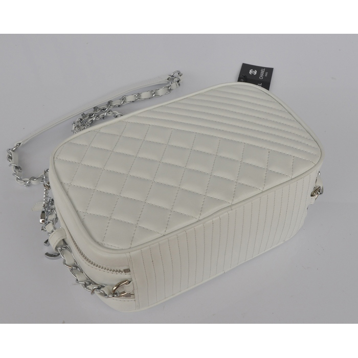 2014 Chanel Shoulder Bag Sheepskin Leather A5811 White