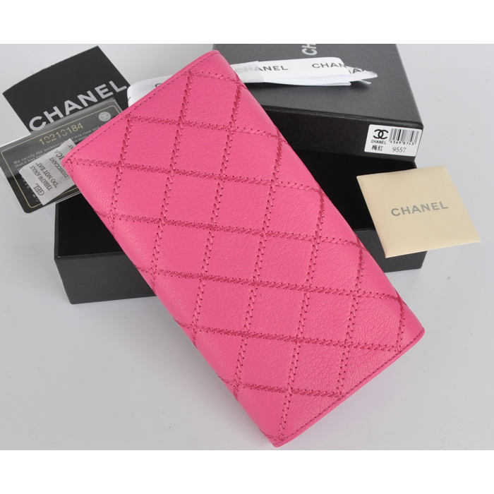 2014 Chanel Tri-Fold Wallet in Original Elephant pattern Leather C9557 Rose