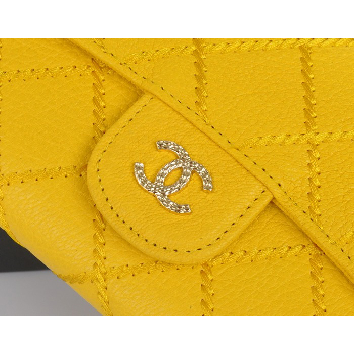 2014 Chanel Tri-Fold Wallet in Original Elephant pattern Leather C9557 Yellow