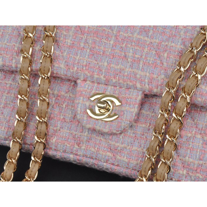 2014 Chanel Tweed Classic Flap Bag 1112 Pink