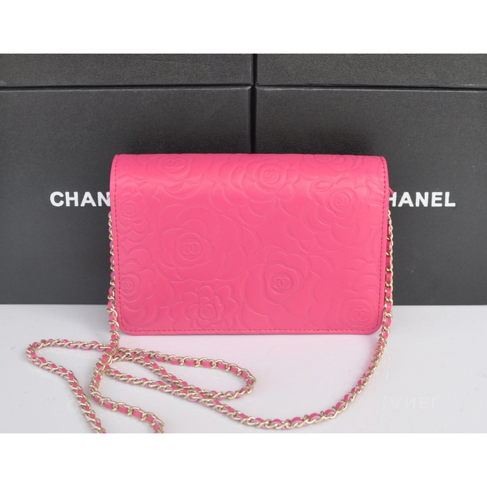 2014 Chanel WOC mini bags Original Camellia Leather A93301 Peach