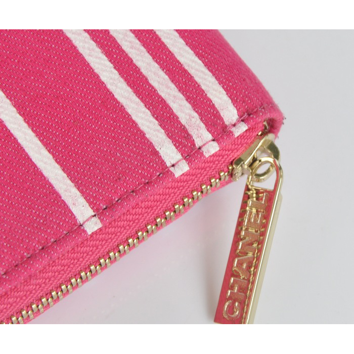 2014 Chanel Zip Around Canvas Wallet C226 Dark Rose