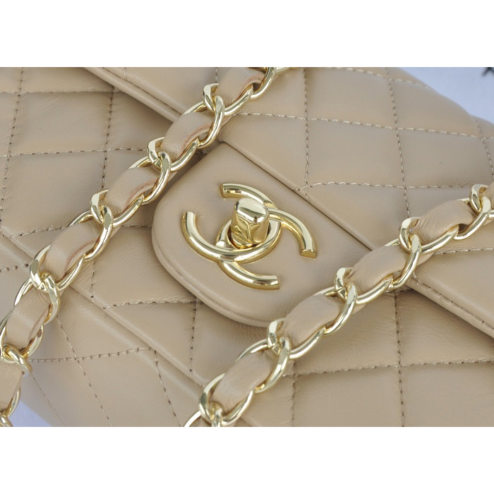 2014 Chanel mini Classic Flap Bag Apricot Original Sheekskin A1116 Gold