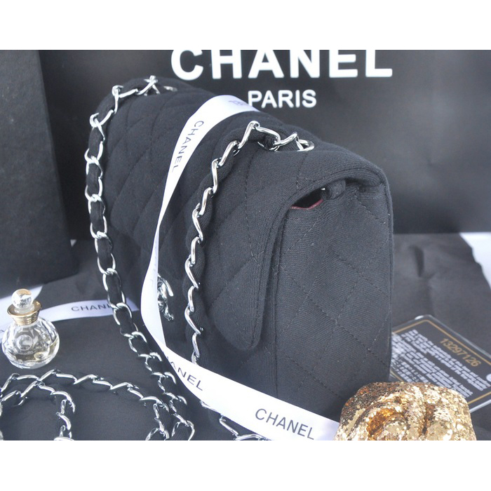 2014 Chanel mini Classic Flap Bag Denim Fabric CF69900 Black