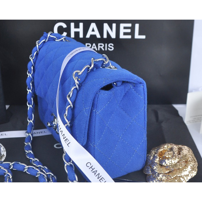 2014 Chanel mini Classic Flap Bag Denim Fabric CF69900 Blue