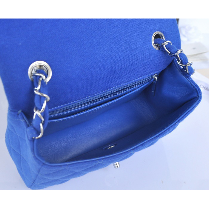 2014 Chanel mini Classic Flap Bag Denim Fabric CF69900 Blue