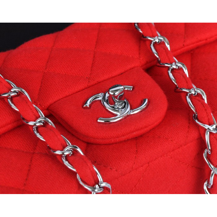 2014 Chanel mini Classic Flap Bag Denim Fabric CF69900 Red