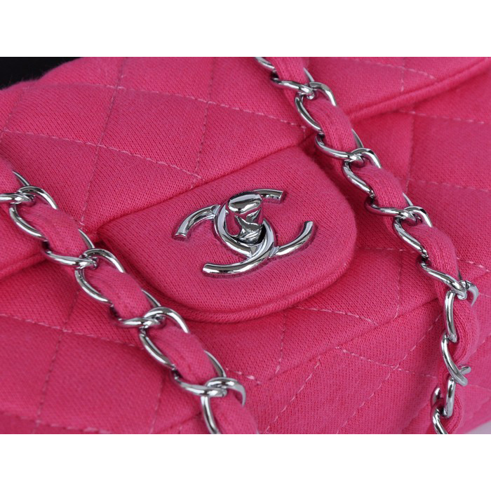 2014 Chanel mini Classic Flap Bag Denim Fabric CF69900 Rose