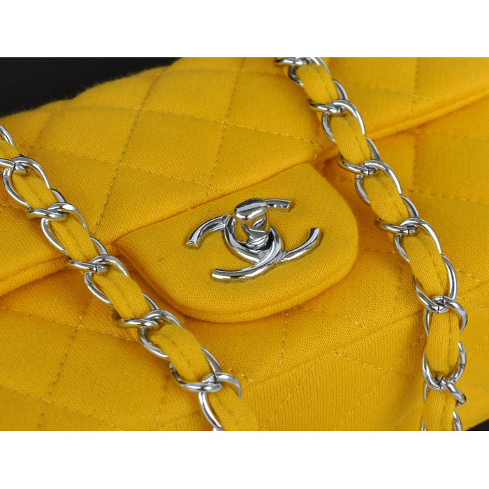 2014 Chanel mini Classic Flap Bag Denim Fabric CF69900 Yellow