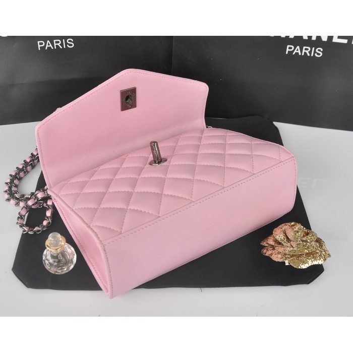 2014 Chanel mini Flap Bag Sheepskin Leather A33818 Pink