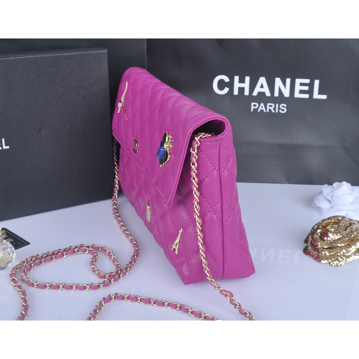 2014 Chanel plaid butterfly flap bag A668389 in Purple