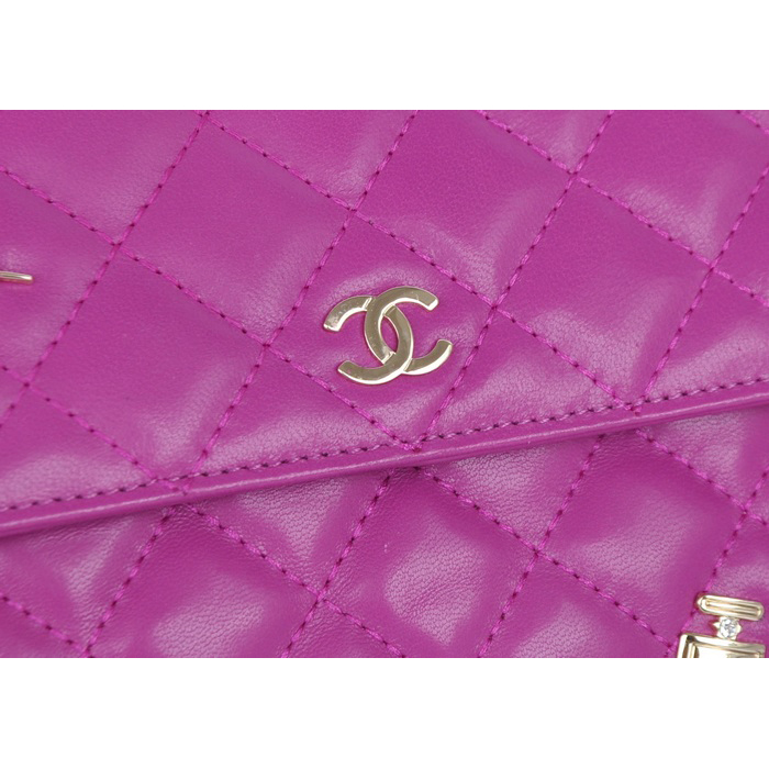 2014 Chanel plaid butterfly flap bag A668389 in Purple