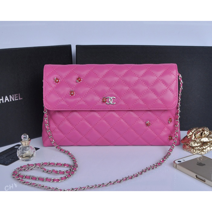 2014 Chanel plaid ladybug flap bag A688389 in Pink