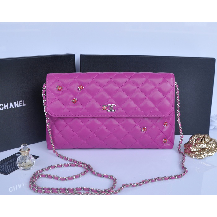 2014 Chanel plaid ladybug flap bag A688389 in Purple