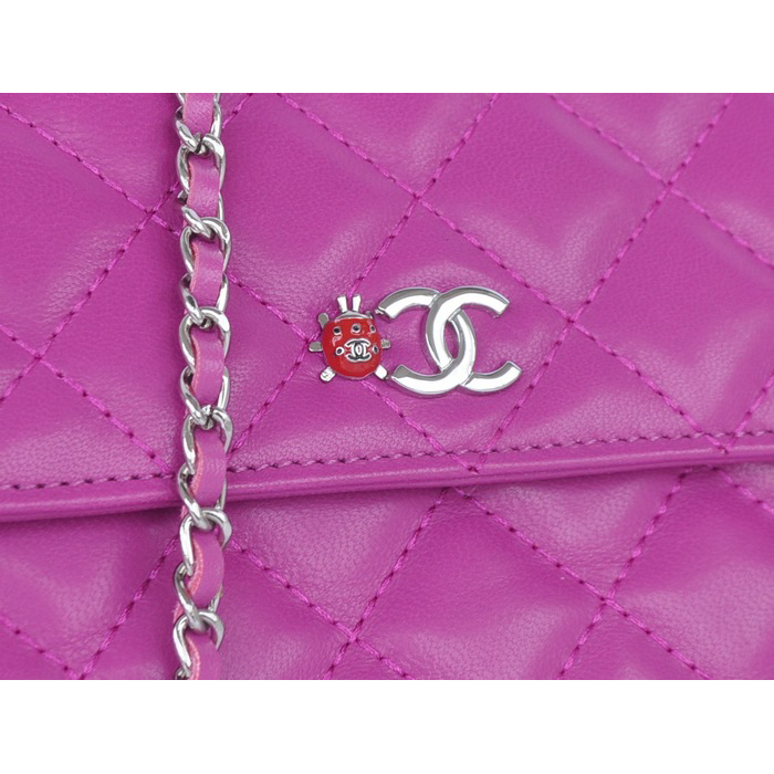 2014 Chanel plaid ladybug flap bag A688389 in Purple