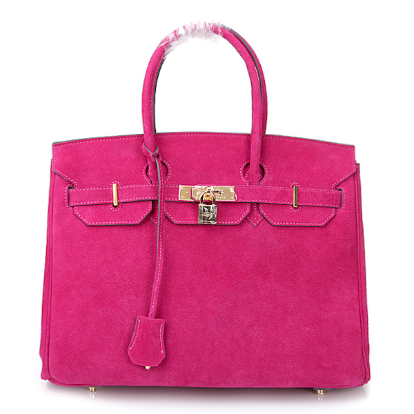 2014 Hermes Birkin 35CM Tote Bag Peach Nubuck Leather H35 Gold hardware