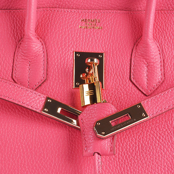 2014 Hermes Birkin 35CM Tote Bag Pink Grainy Leather H35 Gold hardware