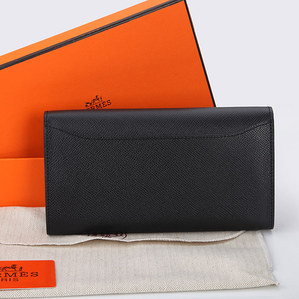 2014 Hermes Constance Long Wallets Original Calfskin Leather A909 Black