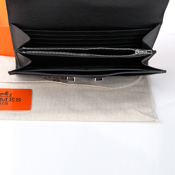 2014 Hermes Constance Long Wallets Original Calfskin Leather A909 Black