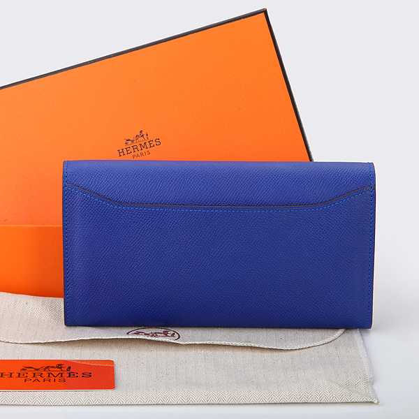 2014 Hermes Constance Long Wallets Original Calfskin Leather A909 Blue