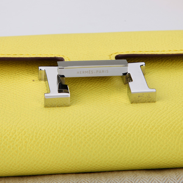 2014 Hermes Constance Long Wallets Original Calfskin Leather A909 Lemon