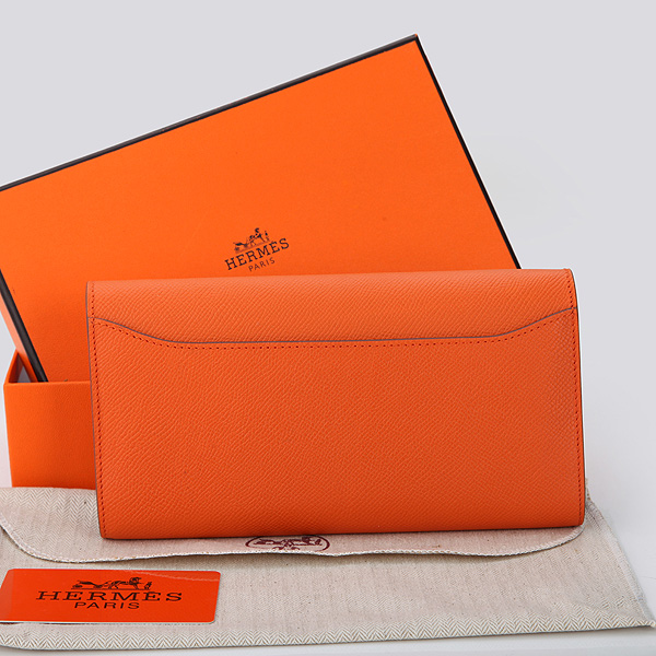 2014 Hermes Constance Long Wallets Original Calfskin Leather A909 Orange