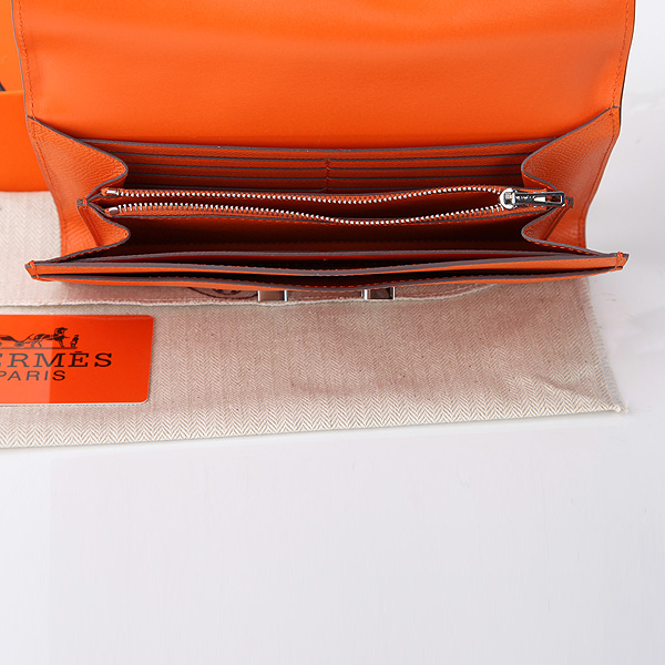 2014 Hermes Constance Long Wallets Original Calfskin Leather A909 Orange