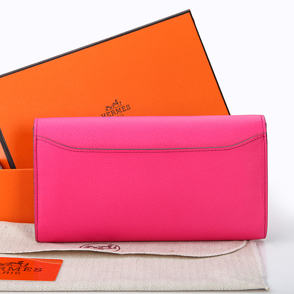 2014 Hermes Constance Long Wallets Original Calfskin Leather A909 Peach