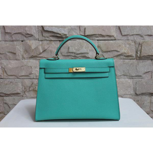 2014 Hermes Kelly 28cm Epsom Leather Bag Lake Green with Gold hardware