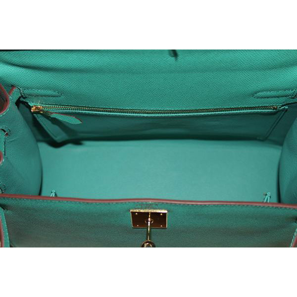 2014 Hermes Kelly 28cm Epsom Leather Bag Lake Green with Gold hardware