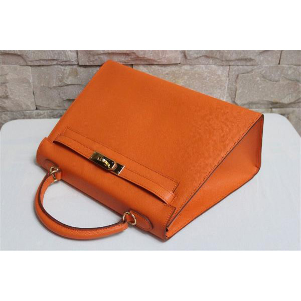 2014 Hermes Kelly 28cm Epsom Leather Bag Orange with Gold hardware