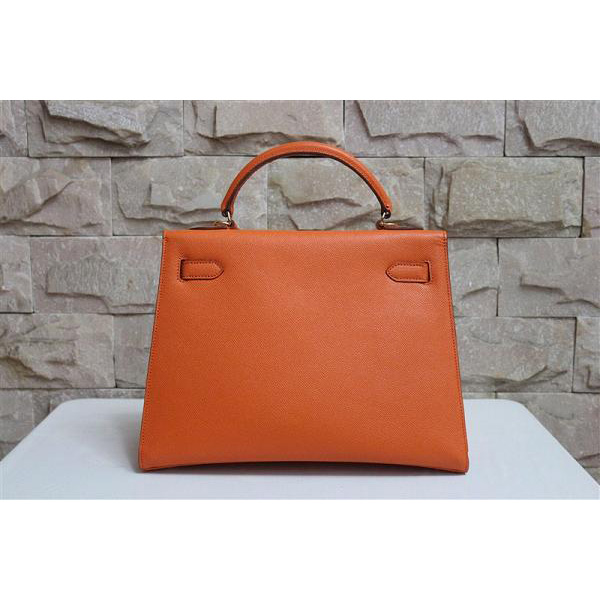 2014 Hermes Kelly 28cm Epsom Leather Bag Orange with Gold hardware