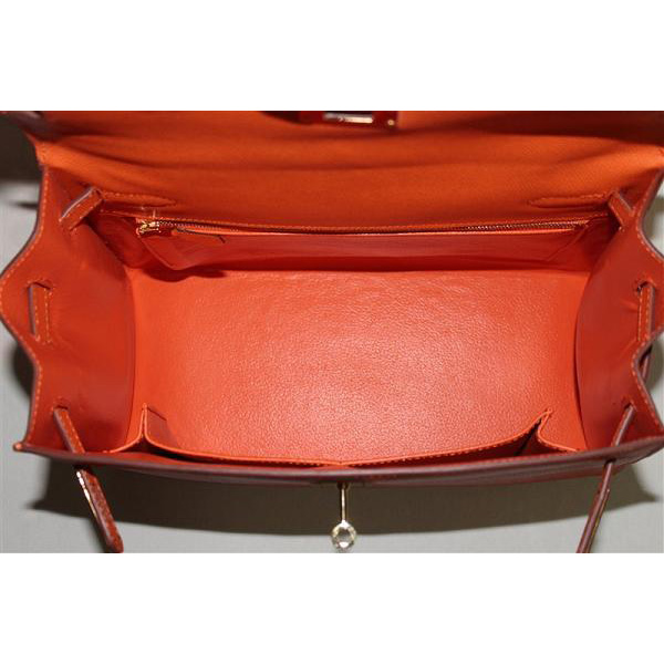 2014 Hermes Kelly 28cm Epsom Leather Bag Orange with Gold hardware